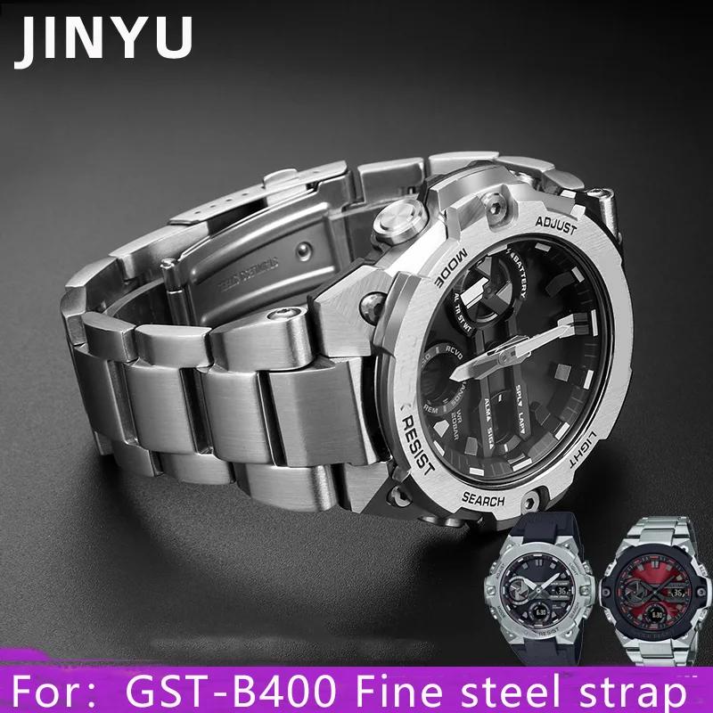 High Quality Solid stainless steel watch strap For Casio watch G-SHOCK steel heart GST-B400 series watchband belt ma